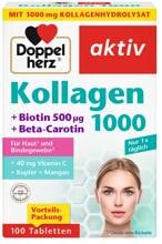 Doppelherz Kollagen 1000 + Biotin 500 µg + Beta-Carotin, 100 Tabletten