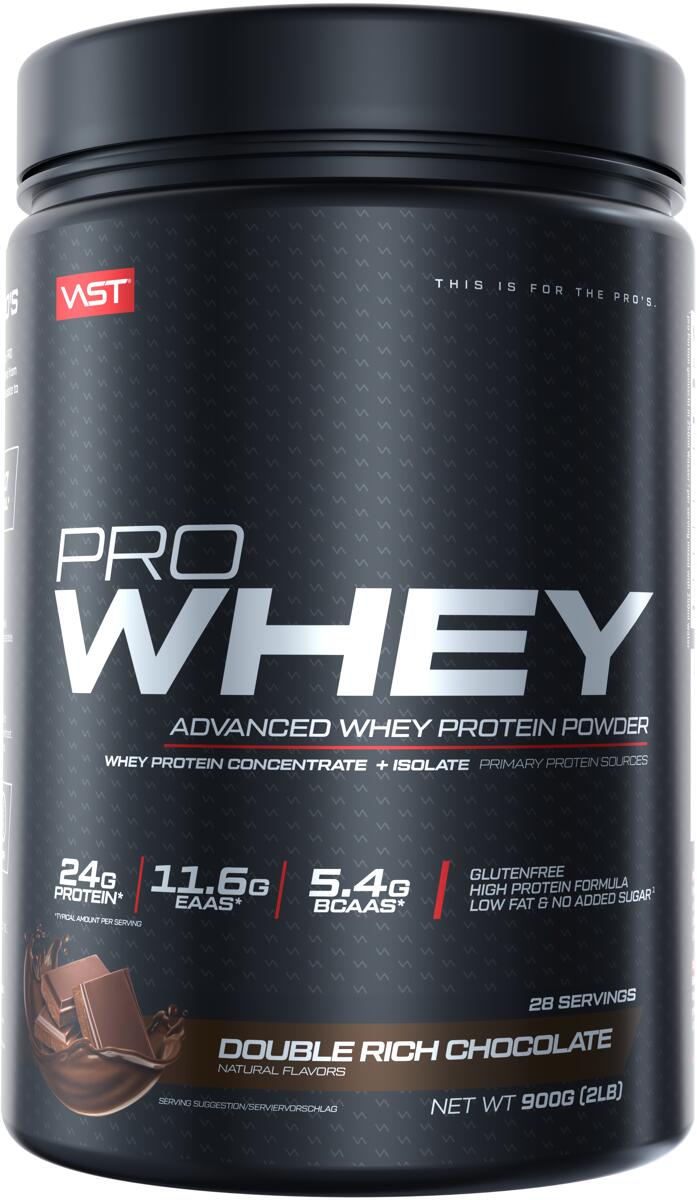 VAST Sports Pro Whey - Advanced Whey Protein Powder, 900 g Dose, Double Rich Chocolate