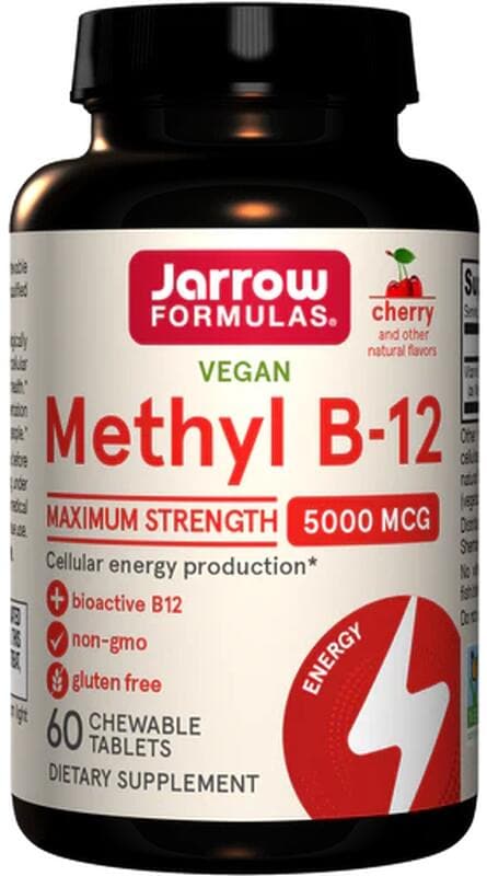 Jarrow Formulas Methyl B-12 Maximum Strength - 5000 mcg, 60 Kautabletten, Cherry