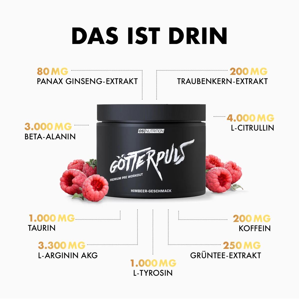 OS NUTRITION Götterpuls Premium Pre Workout Rote Früchte 308g Im