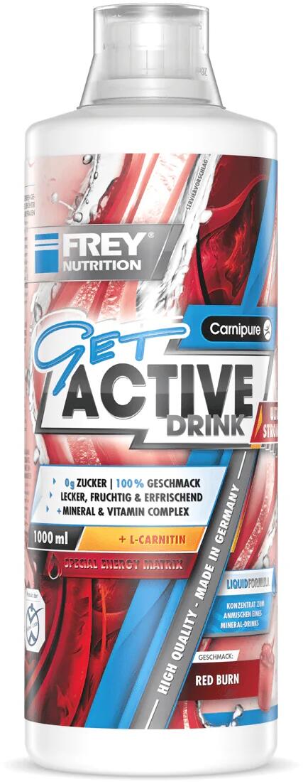 Frey Nutrition Get Active Drink – Ultra Strong, 1000 ml Flasche, Red Burn