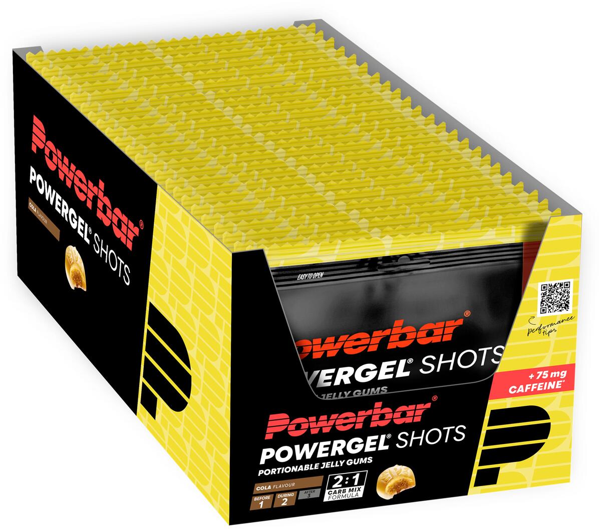 PowerBar PowerGel Shots, 24 x 60 g Gummibonbons, Cola (+ Koffein)