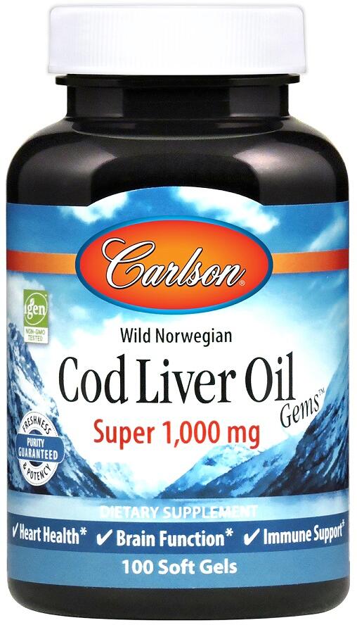 Carlson Labs Cod Liver Oil - Super 1000 mg, 100 Softgels