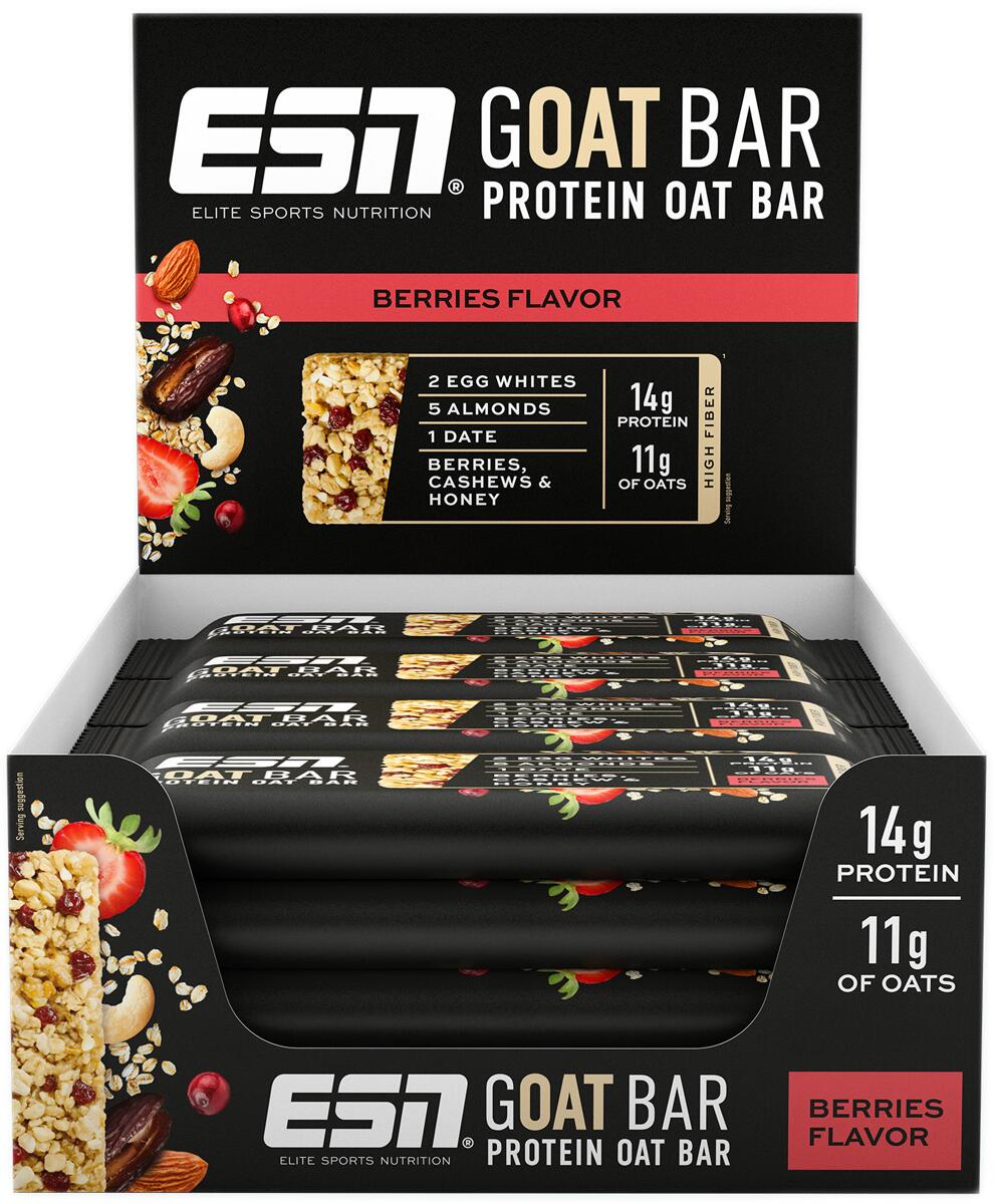 ESN Protein GOAT Oat Bar, 12 × 55 g Riegel, Berries
