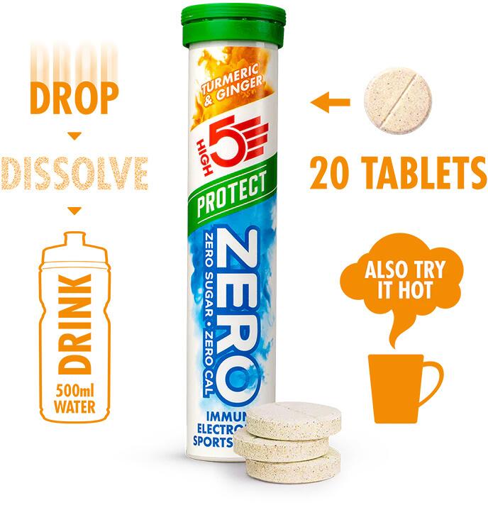 High5 Zero Protect Elektrolytgetränk, 8 x 20 Brausetabletten, Turmeric