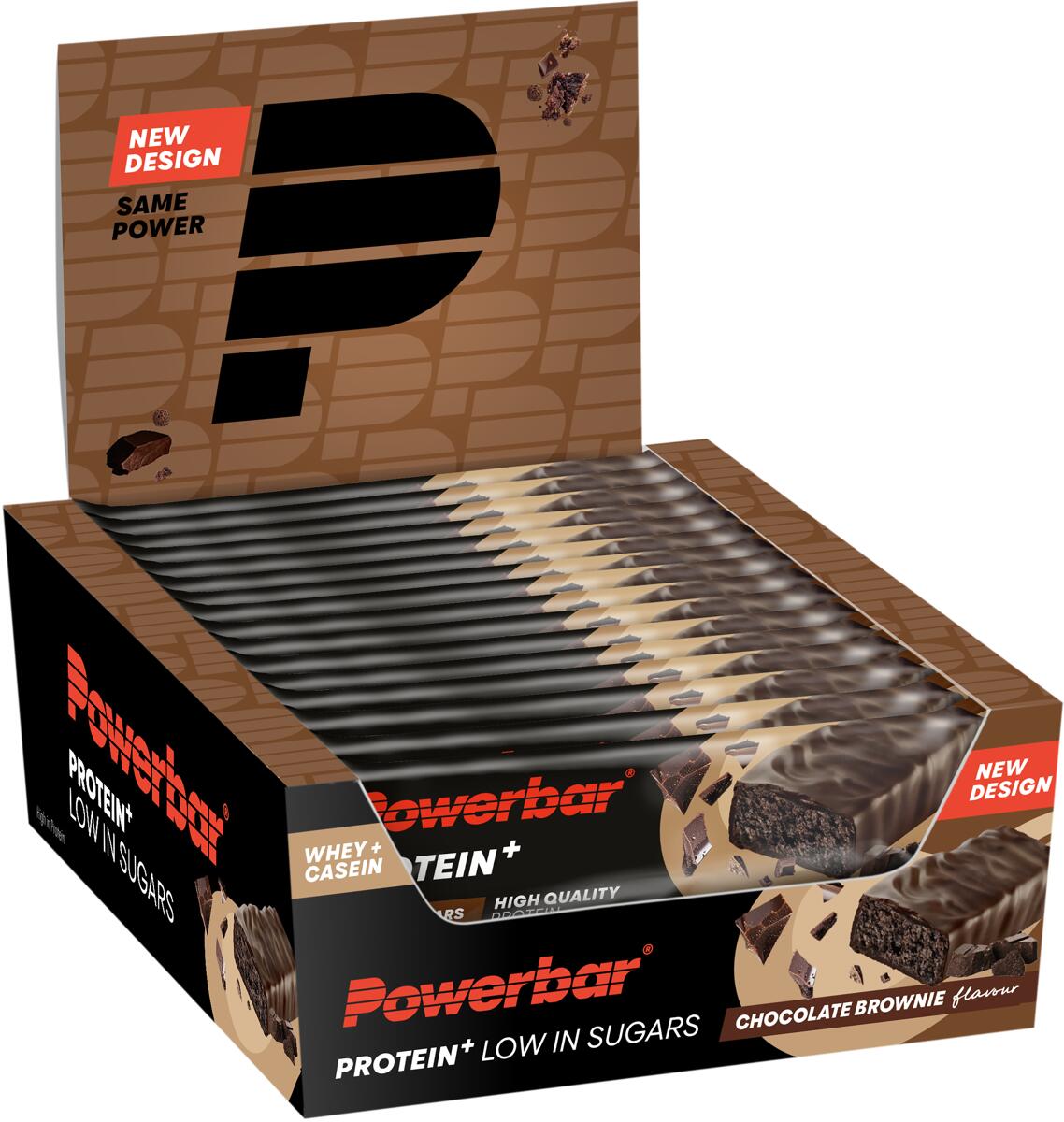 PowerBar Protein Plus Low Sugar, 16 x 35 g Riegel, Chocolate Brownie