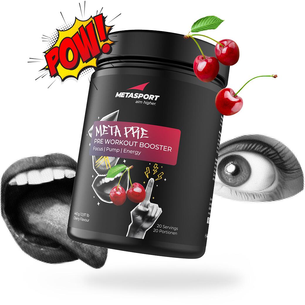 Metasport Meta PRE - Pre Workout Booster, 440 g Dose, Cherry