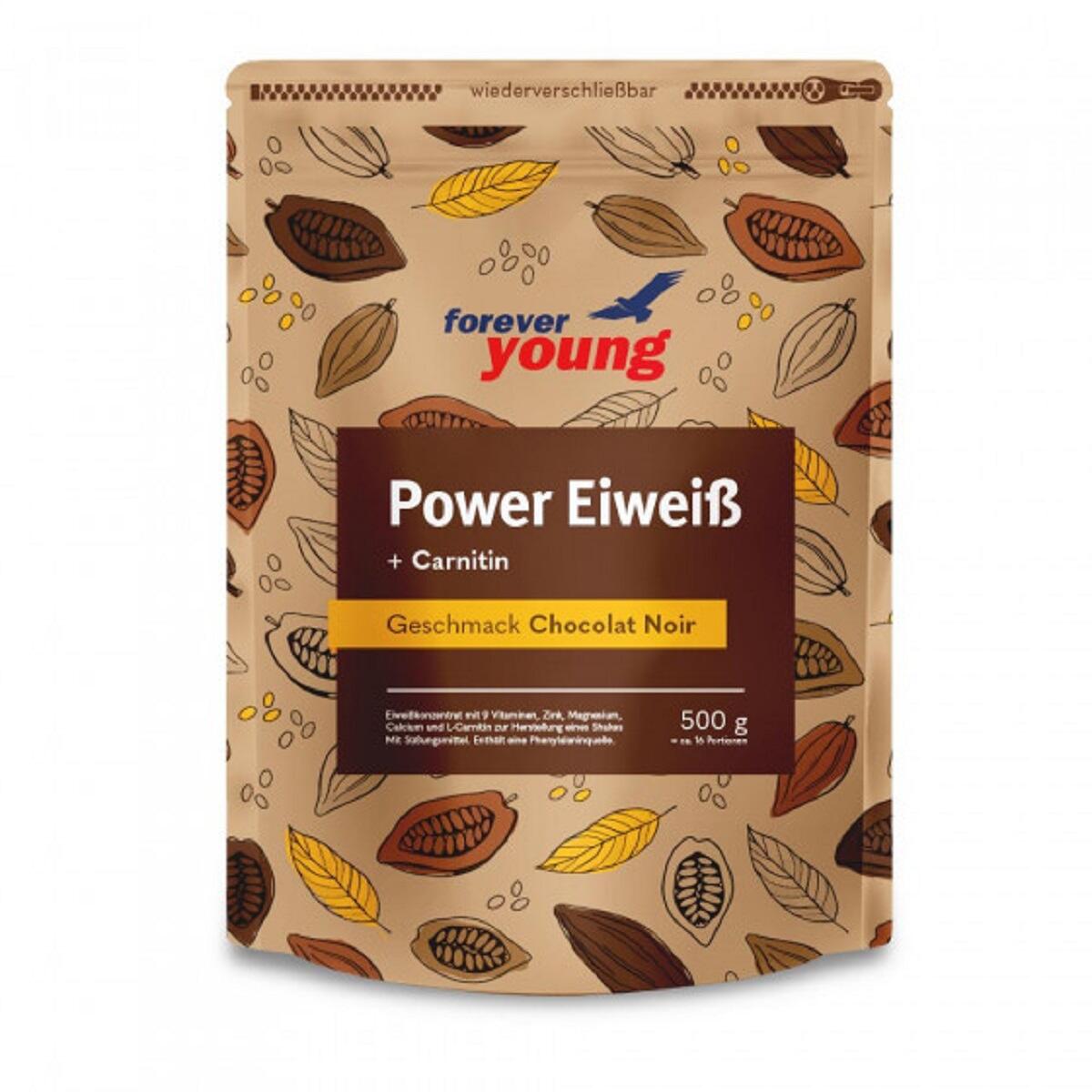 Forever Young Power Eiweiß Nachfüllbeutel, 500 g Nachfüllbeutel, Chocolat Noir