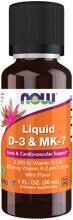 Now Foods Liquid D-3 & MK-7, 30 ml Flasche