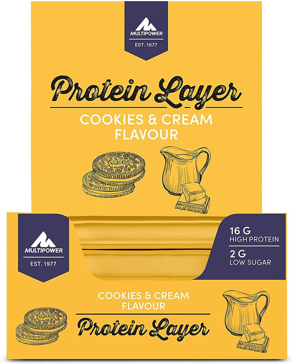 Multipower Protein Layer Bar, 18 x 50 g Riegel, Cookies & Cream