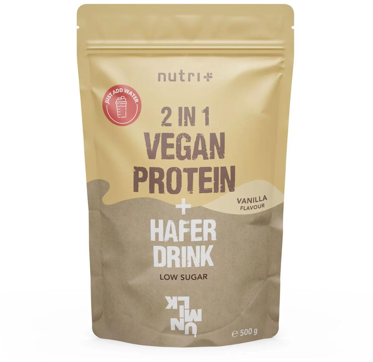 nutri+ 2 in 1 VEGAN PROTEIN + Haferdrink, 500 g Beutel, Vanille