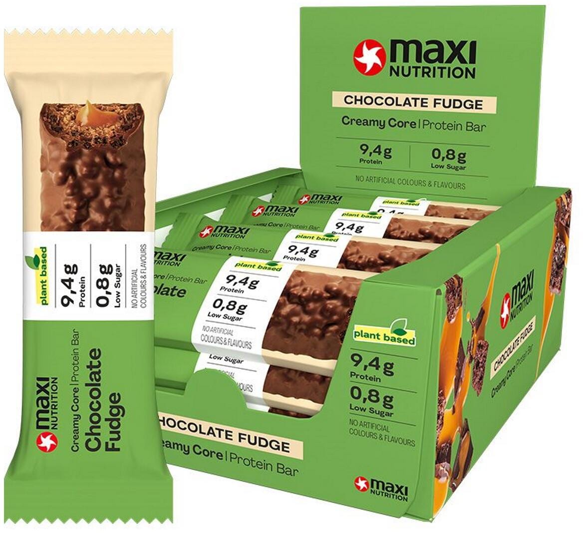 MaxiNutrition Vegan Creamy Core Bar, 12 x 45 g Riegel, Chocolate Fudge