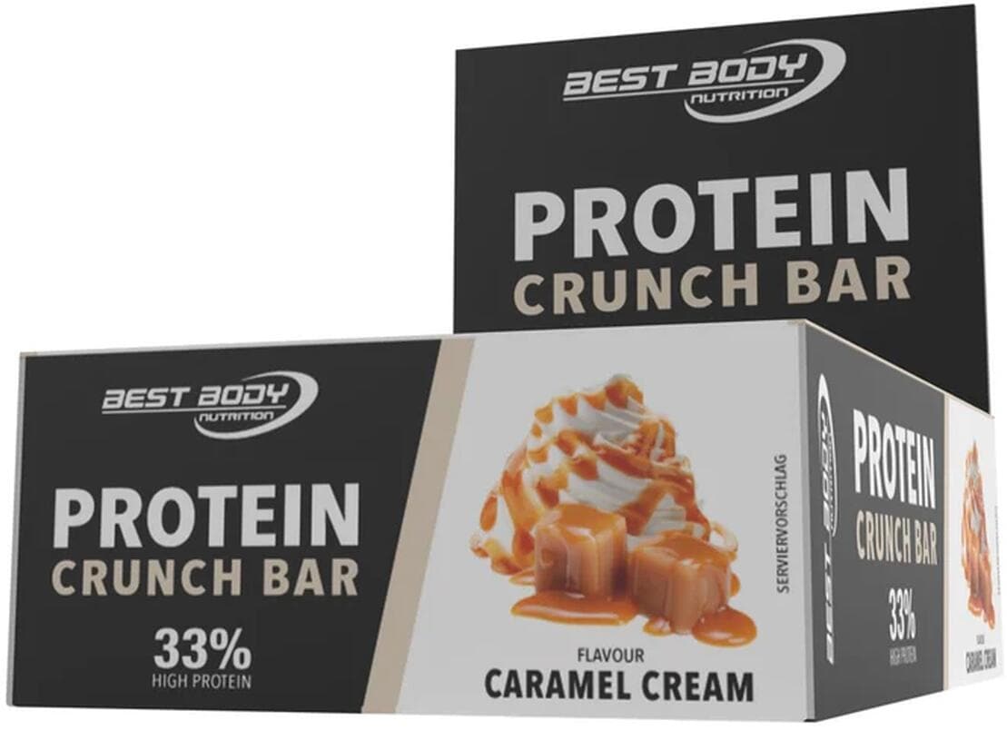 Best Body Nutrition Protein Crunch Bar, 12 x 35 g Riegel, Caramel Cream
