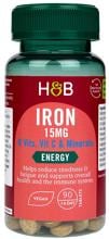 Holland & Barrett Iron - 15 mg, B Vits, Vit C & Minerals, 90 Tabletten