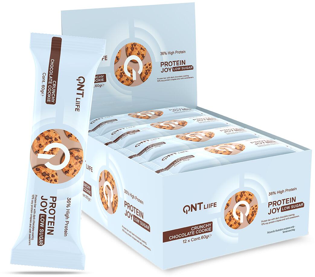 QNT Protein Joy Bar, 12 x 60 g Riegel, Crunchy Chocolate Cookie