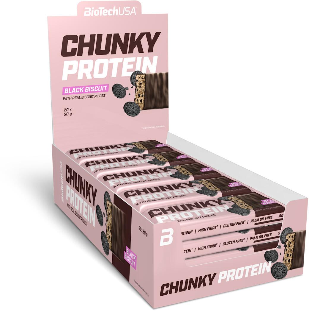 BioTech USA Chunky Protein Bar, 20 x 50 g Riegel, Black Biscuit