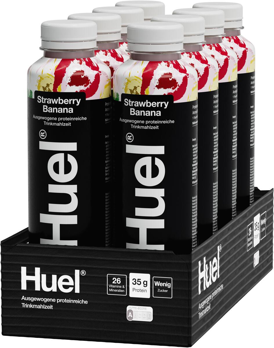Huel Trinkmahlzeit - Black Edition, 8 x 500 ml Flasche (inkl. 2,- Euro Pfand), Strawberry Banana