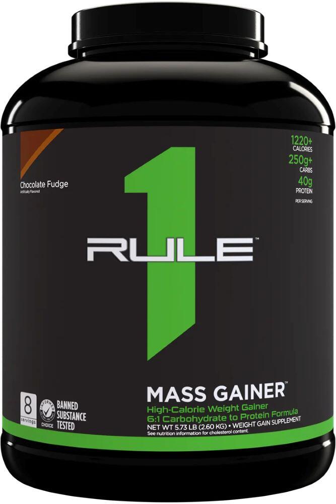 Rule1 R1 Mass Gainer, 2590 g Dose, Chocolate Fudge