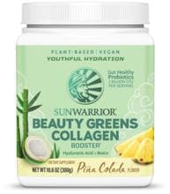 Sunwarrior Beauty Greens Collagen Booster, 300 g Dose, Pina colada