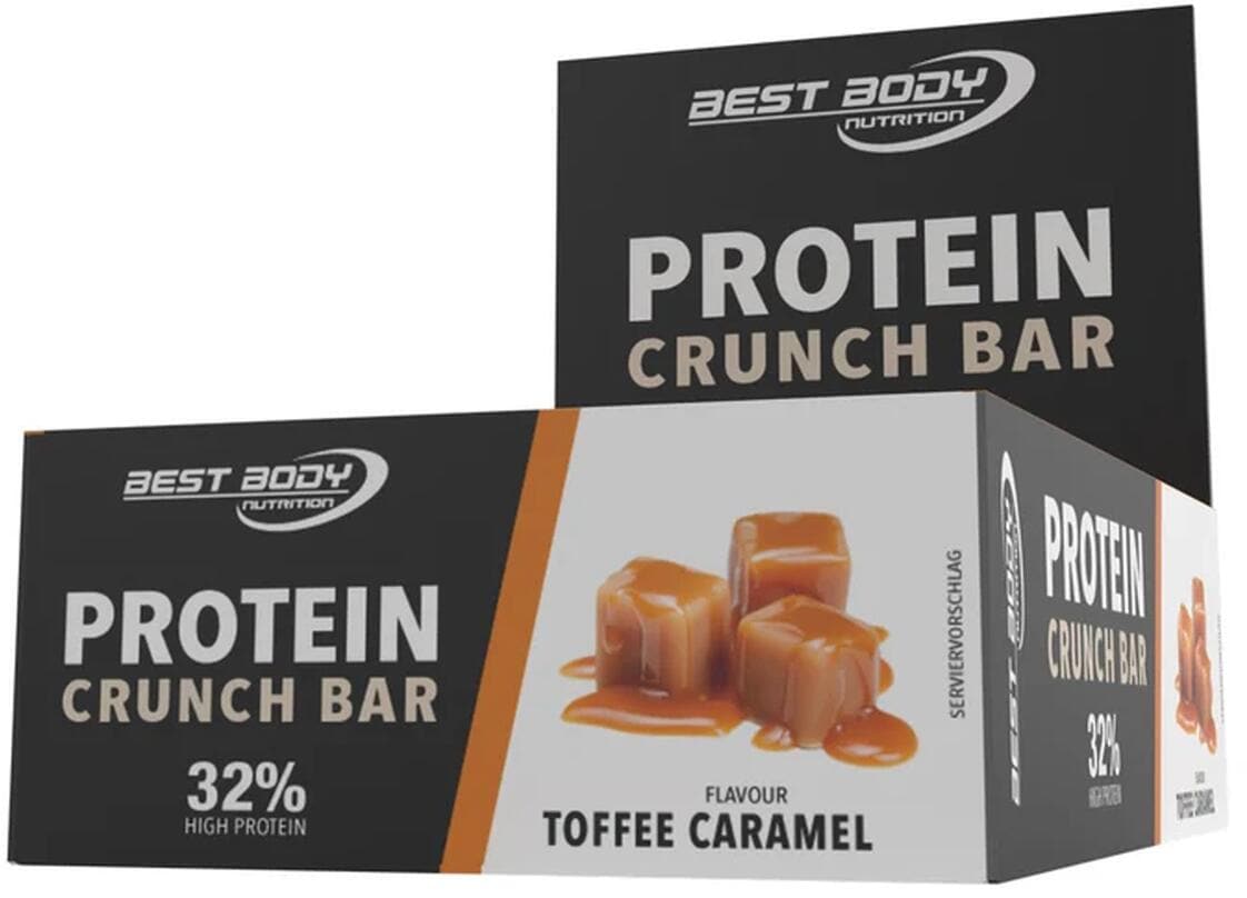 Best Body Nutrition Protein Crunch Bar, 12 x 35 g Riegel, Toffee Caramel