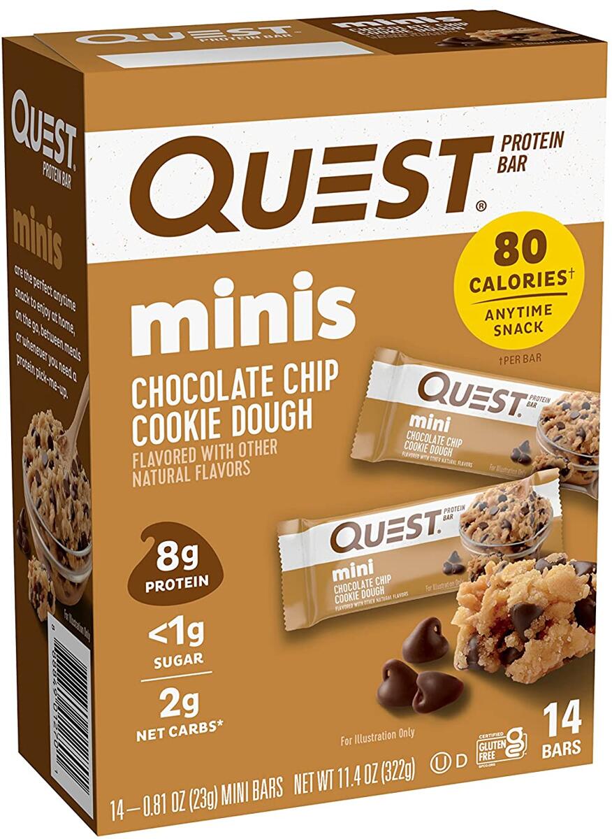 Quest Nutrition Quest Mini Bars, 14 x 23 g Riegel, Chocolate Chip Cookie Dough