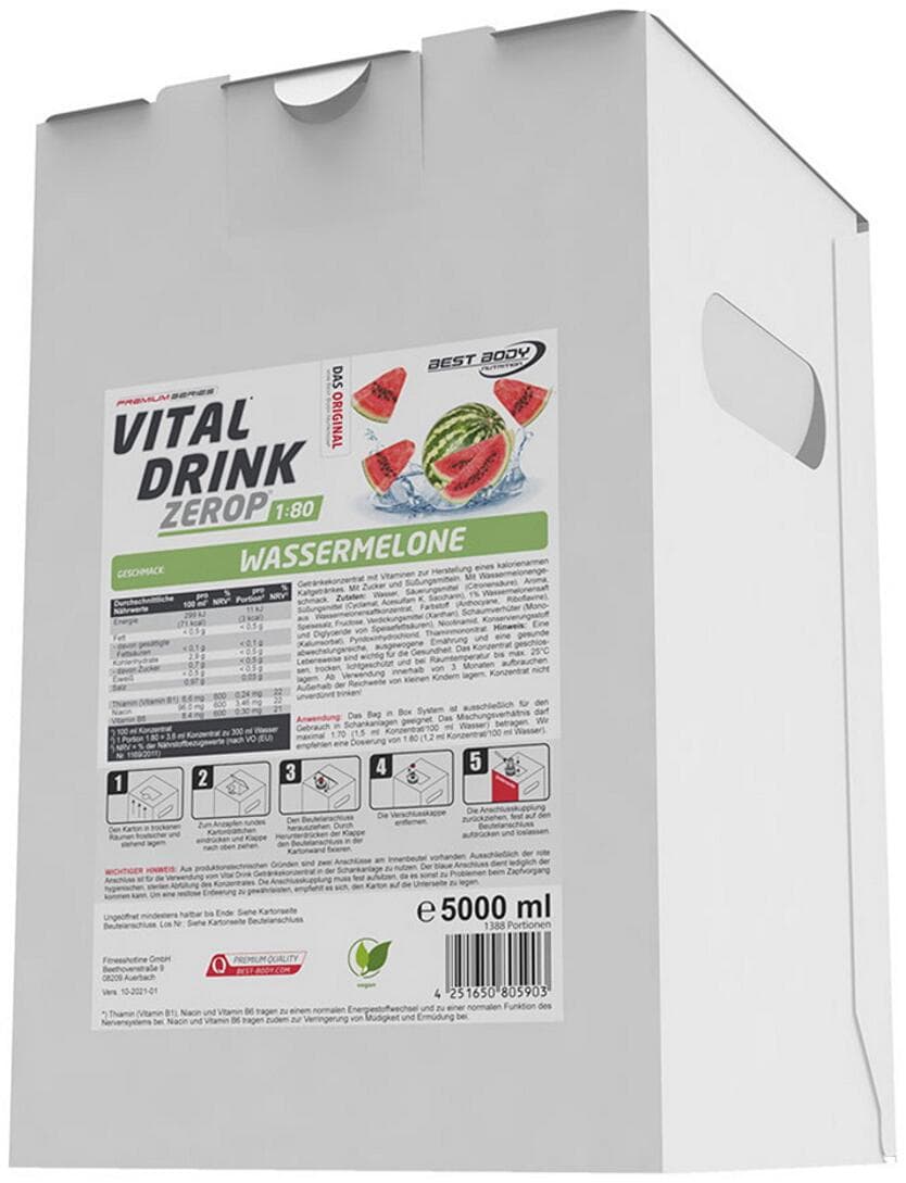 Best Body Nutrition Low Carb Vital Drink Zerop, 5000 ml Kanister, Wassermelone