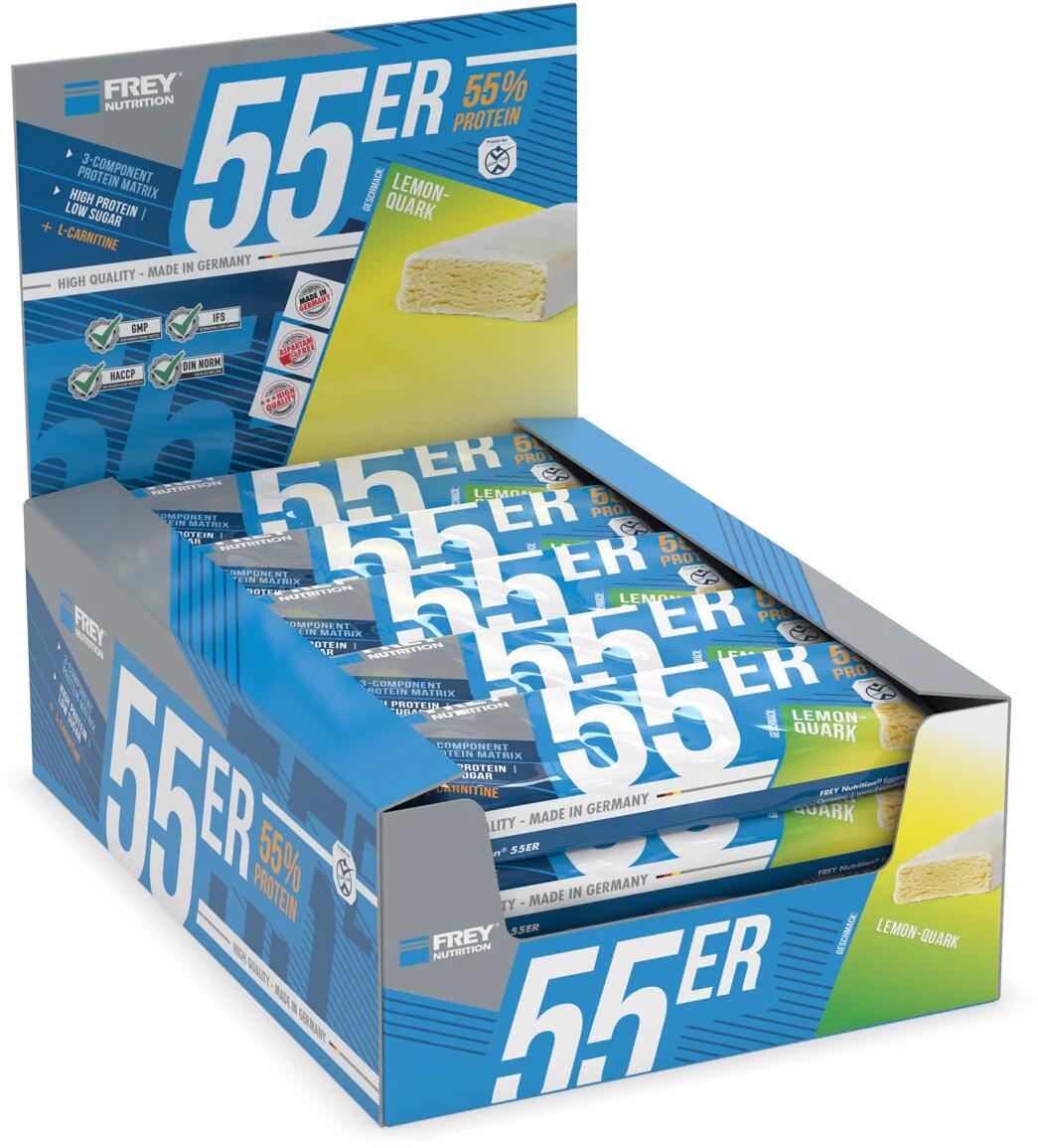 Frey Nutrition 55er Protein Bar, 20 x 50 g Riegel, Lemon-Quark