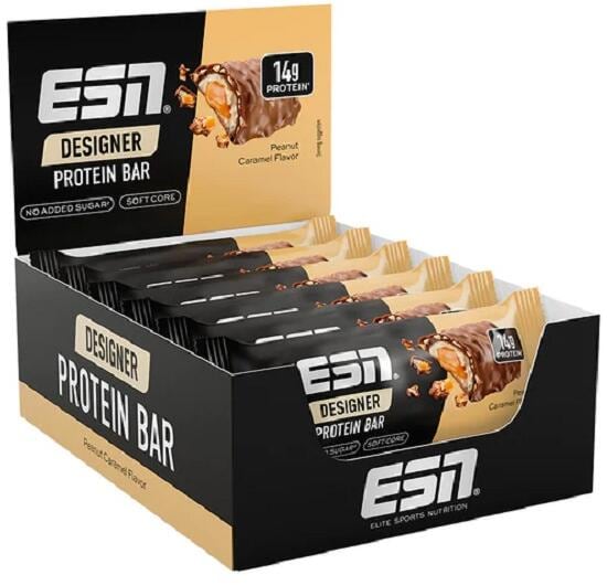 ESN Designer Bar Box, 12 x 45 g Riegel, Peanut Caramel