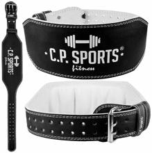 C.P. Sports Leder Gewichthebergürtel, extra breit, schwarz - weiß