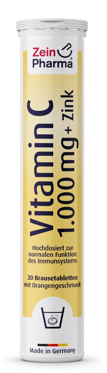 Zein Pharma Vitamin C + Zink 1000 mg, 20 Brausetabletten, Orange