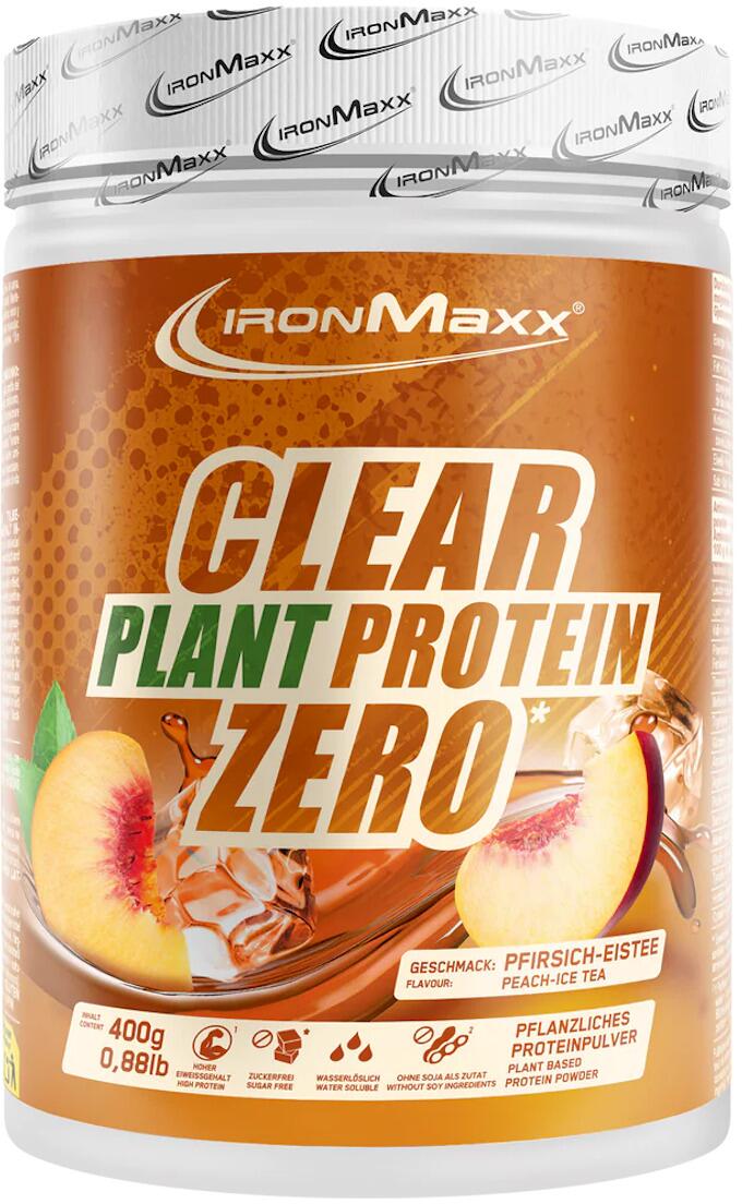 IronMaxx Clear Plant Protein Zero, 400 g Dose, Peach Ice Tea