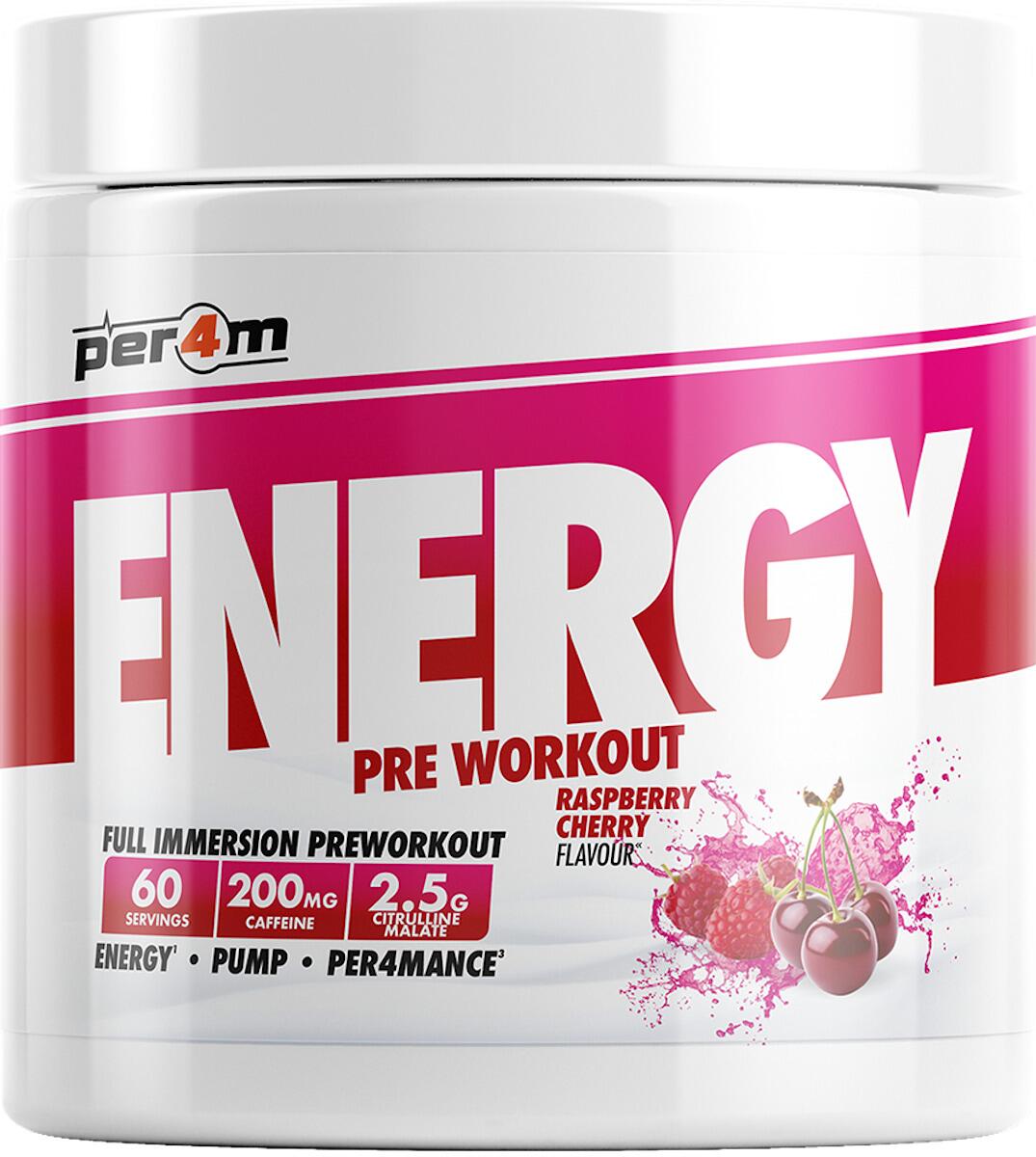 Per4m Energy Pre Workout, 390 g Dose, Raspberry Cherry