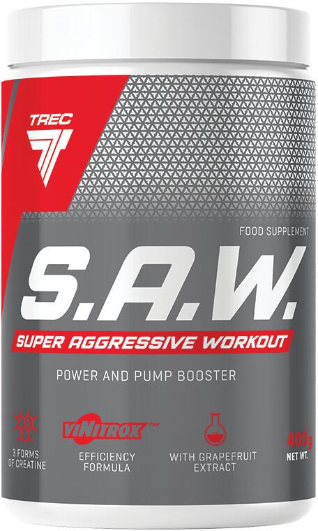 Trec Nutrition S.A.W. Pre-Workout - Super Aggressive Workout, 400 g Dose, Cherry Grapefruit