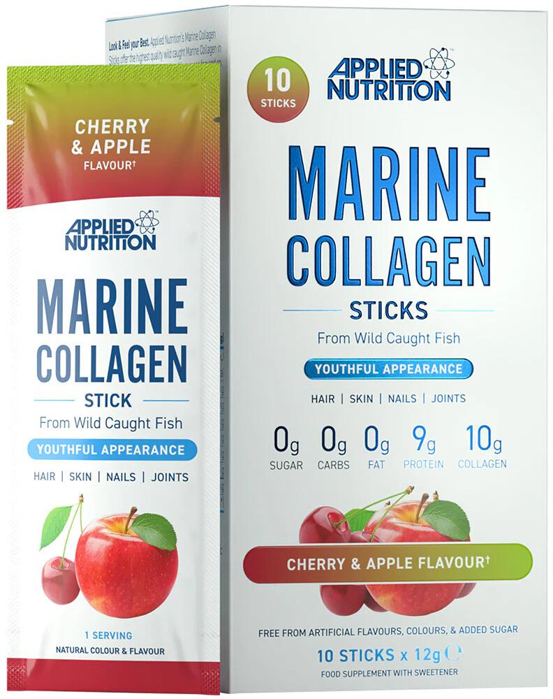 Applied Nutrition Marine Collagen, 10 x 12 g Sticks, Cherry & Apple