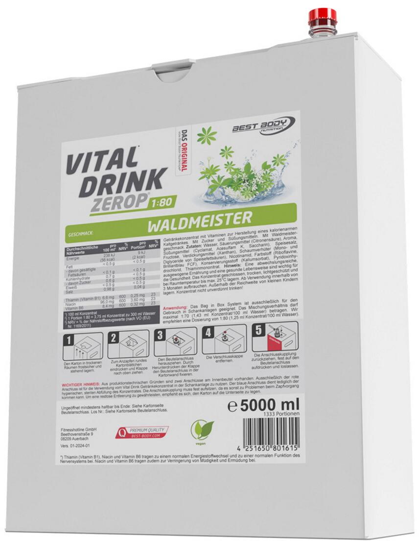 Best Body Nutrition Low Carb Vital Drink Zerop, 5000 ml Kanister, Waldmeister