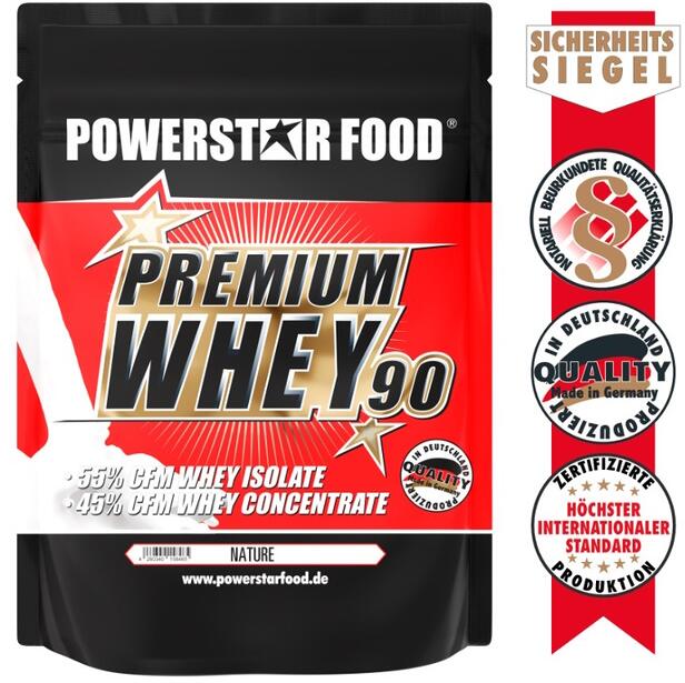Powerstar Food PREMIUM WHEY 90 Protein Shake, 850 g Beutel, Nature