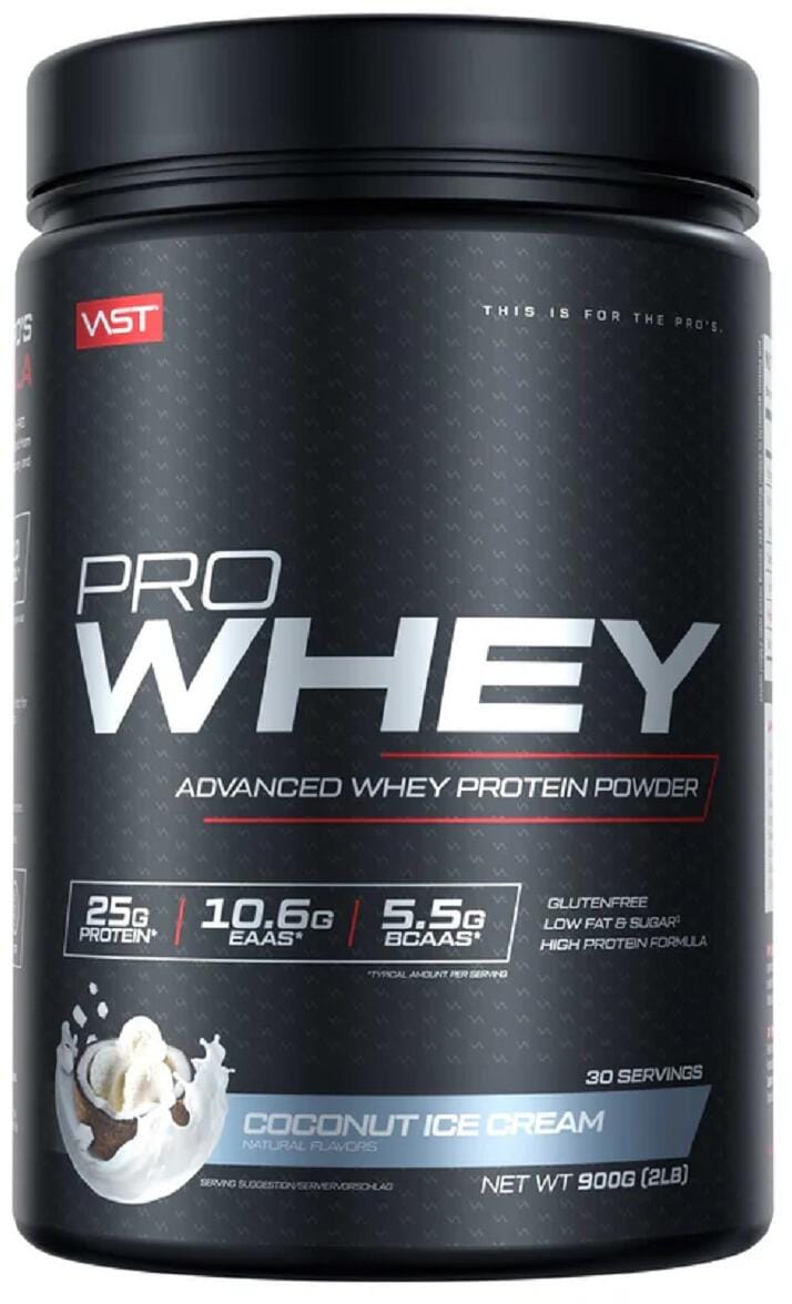VAST Sports Pro Whey - Advanced Whey Protein Powder, 900 g Dose, Coconut Ice Cream