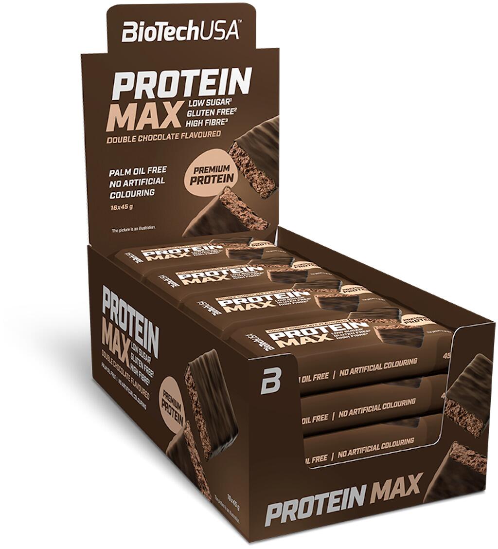 BioTech USA Protein Max, 16 x 45 g Riegel, Double Chocolate
