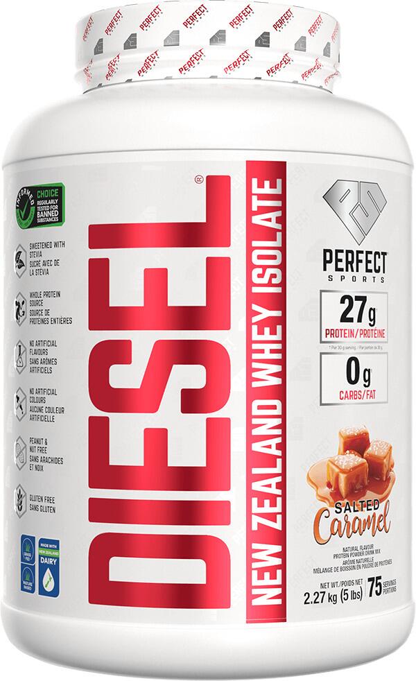 Perfect Sports Diesel 100% New Zealand Whey Isolate, 2270 g Dose, Salted Caramel