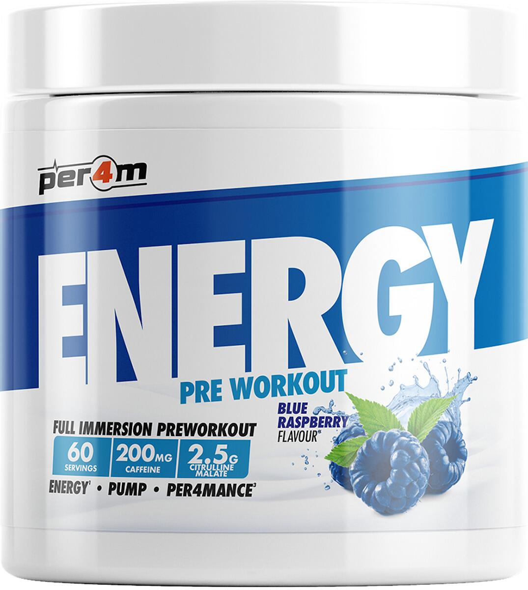 Per4m Energy Pre Workout, 390 g Dose, Blue Raspberry