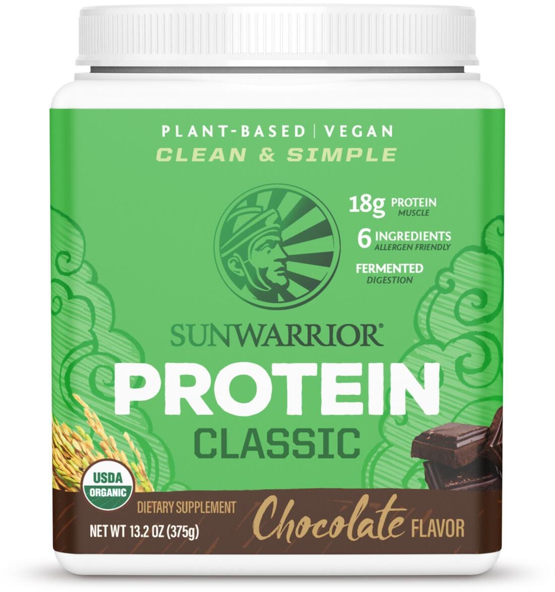 Sunwarrior Protein Classic Organic, 375 g Dose, Chocolate
