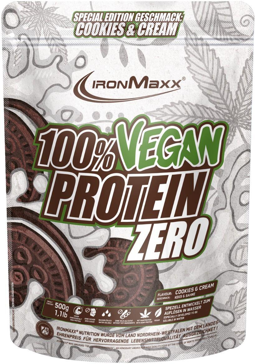 IronMaxx 100 % Vegan Protein Zero, 500 g Beutel, Cookies & Cream