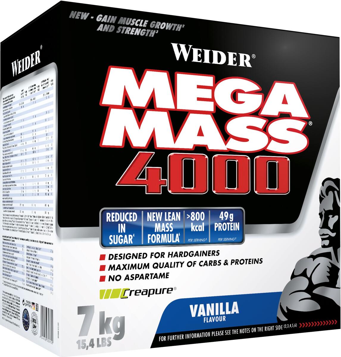 Joe Weider Mega Mass 4000, 7000 g Karton, Vanilla