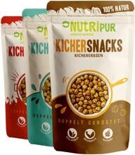NutriPur Kicher Snacks – Kichererbsen doppelt geröstet, 120 g Beutel