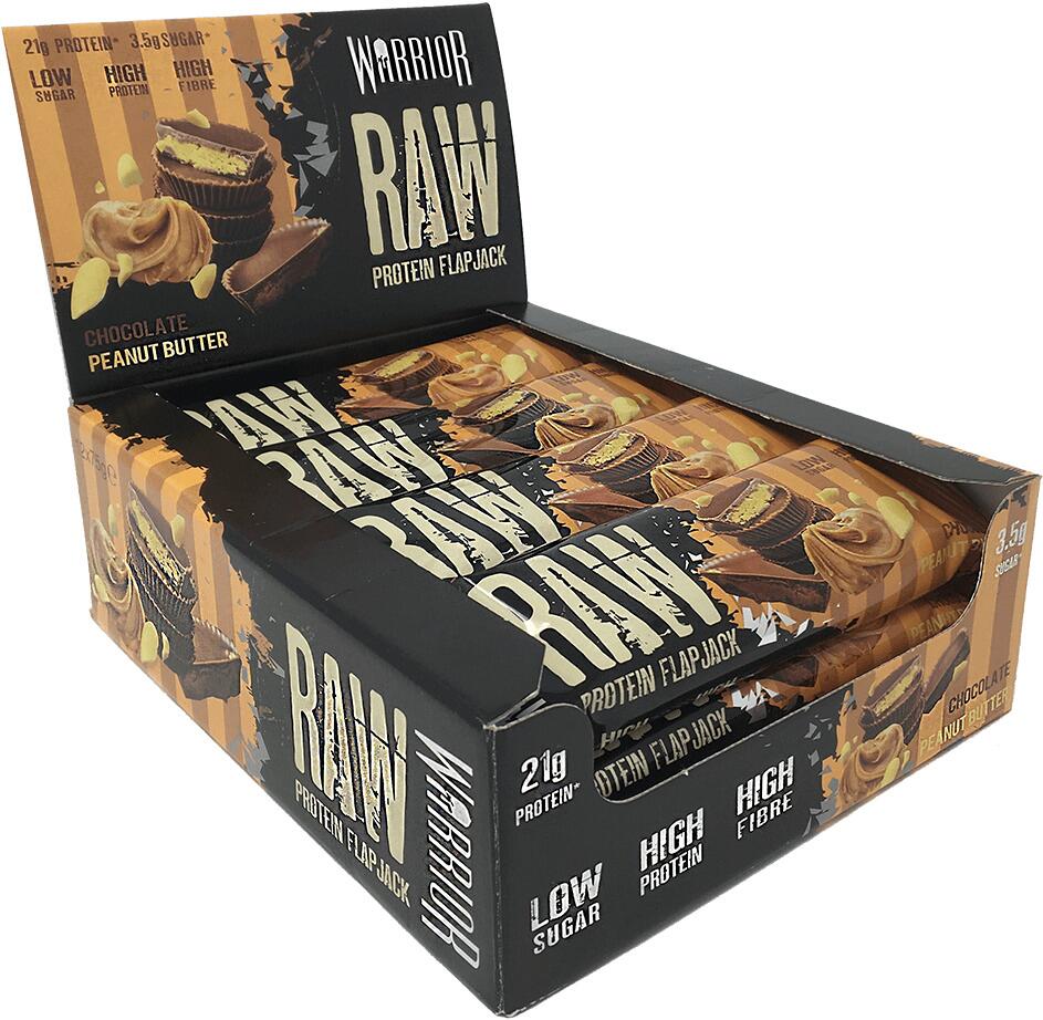 Warrior Raw Protein Flapjacks, 12 x 75g Riegel, Chocolate Peanut Butter