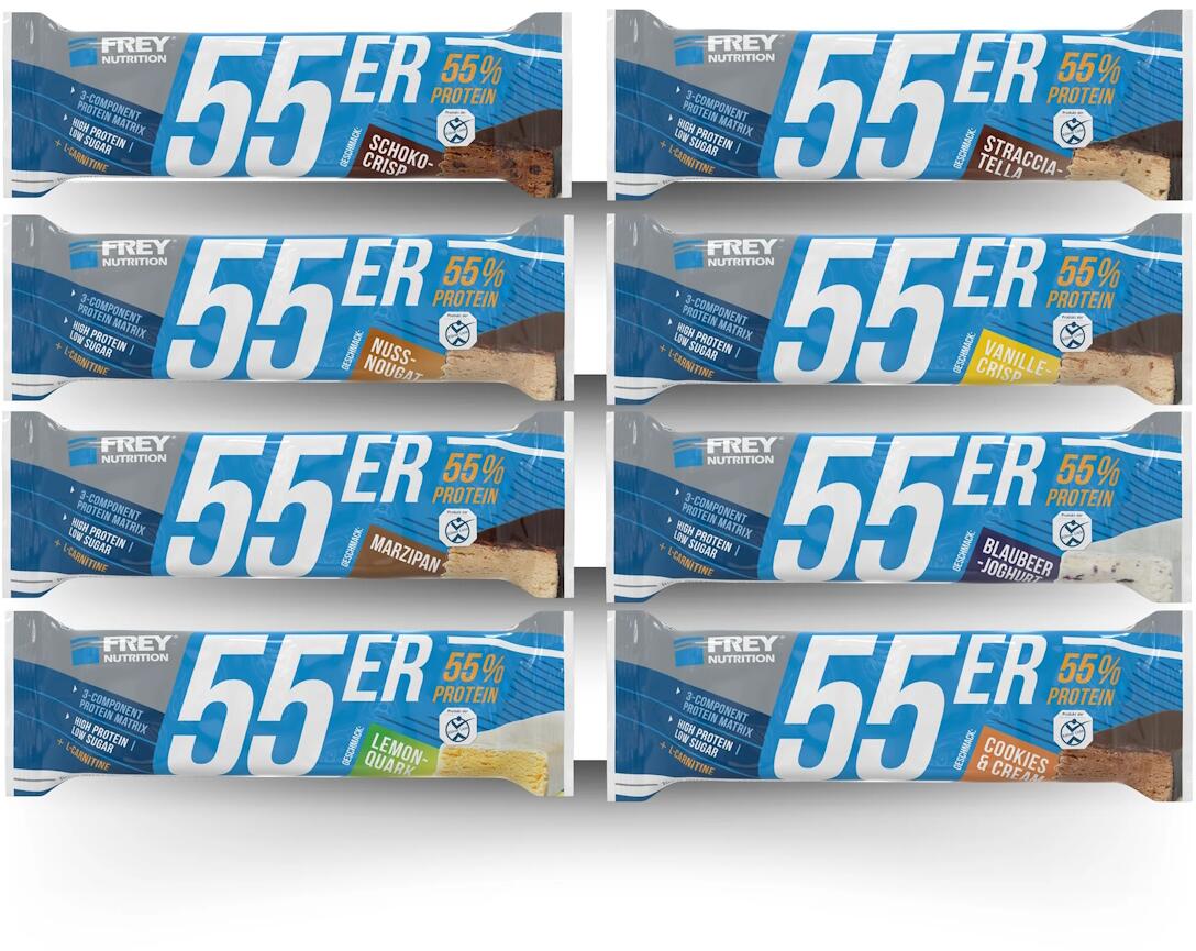 Frey Nutrition 55er Protein Bar, 20 × 50 g Riegel, Mix-Box