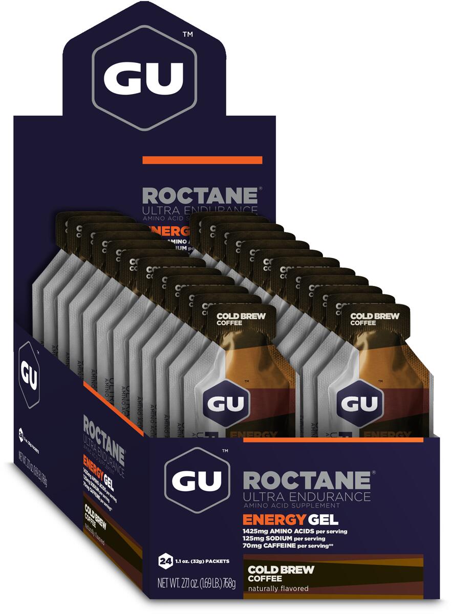 GU ROCTANE Energy Gel, 24 x 32 g Gel, Cold Brew Coffee
