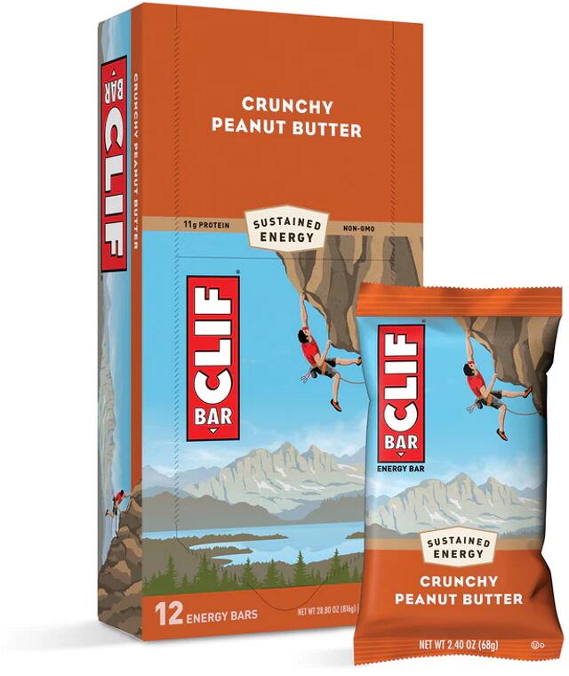 Clif Bar Energy Bar, 12 x 68 g Riegel, Crunchy Peanut Butter