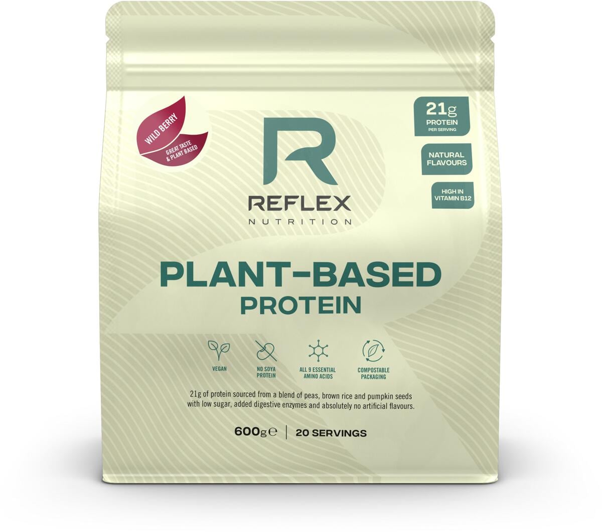Reflex Nutrition Plant-Based Protein, 600 g Beutel, Wild Berry