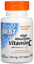 Doctors Best High Absorption Vitamin C with PureWay-C - 500 mg, 60 Tabletten